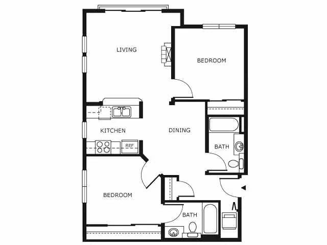 2 Bed 2 Bath B4 112 floor plan